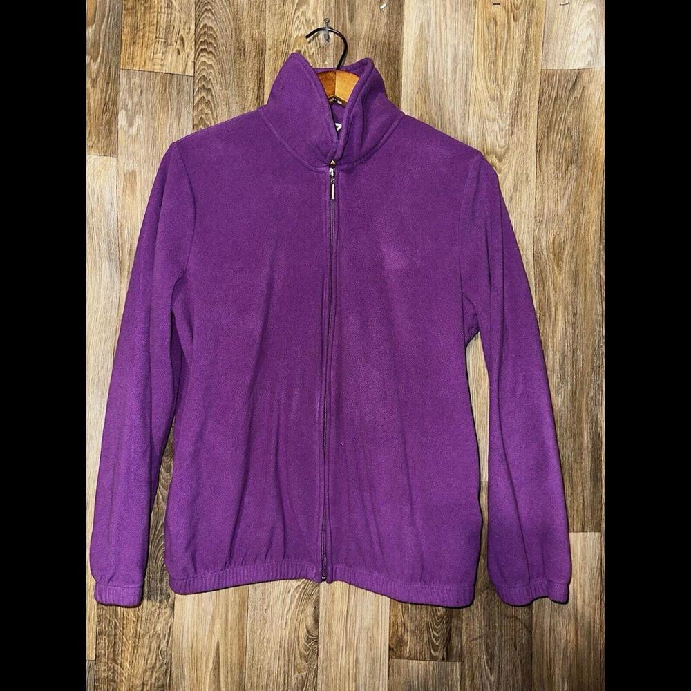 White Stag Jacket Womens Large 12 -14 Purple Fleece Full Zip Long Sleeve